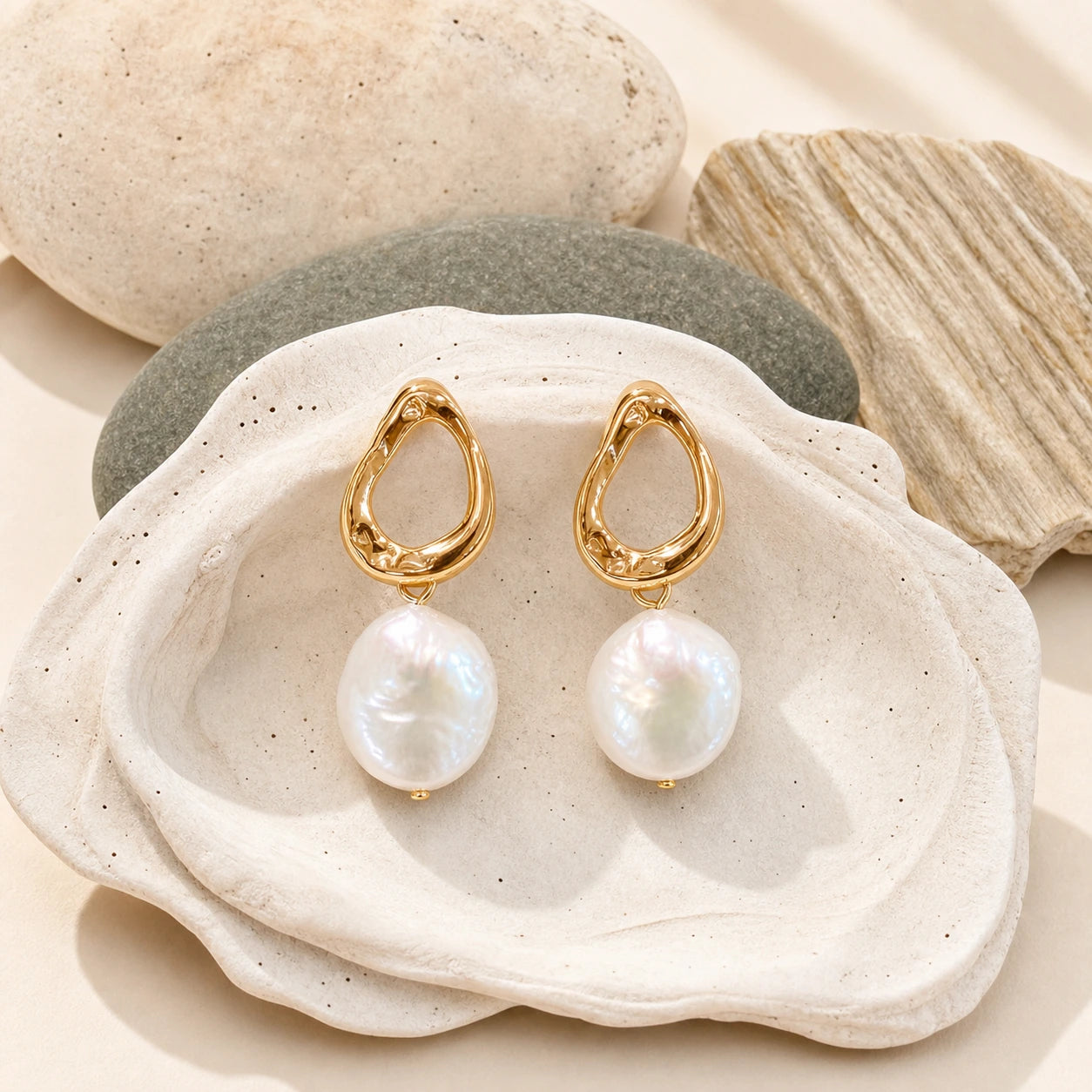 Baroque freshwater pearl drop earrings product detail