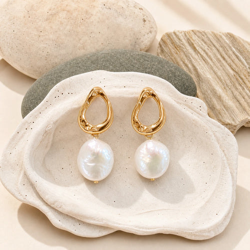 Baroque freshwater pearl drop earrings product detail