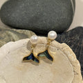 Freshwater Pearl Earrings in Gold-plated brass with 925 sterling silver posts displayed in a product styling scene.