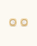 Mother-of-pearl stud earrings in gold white background main image