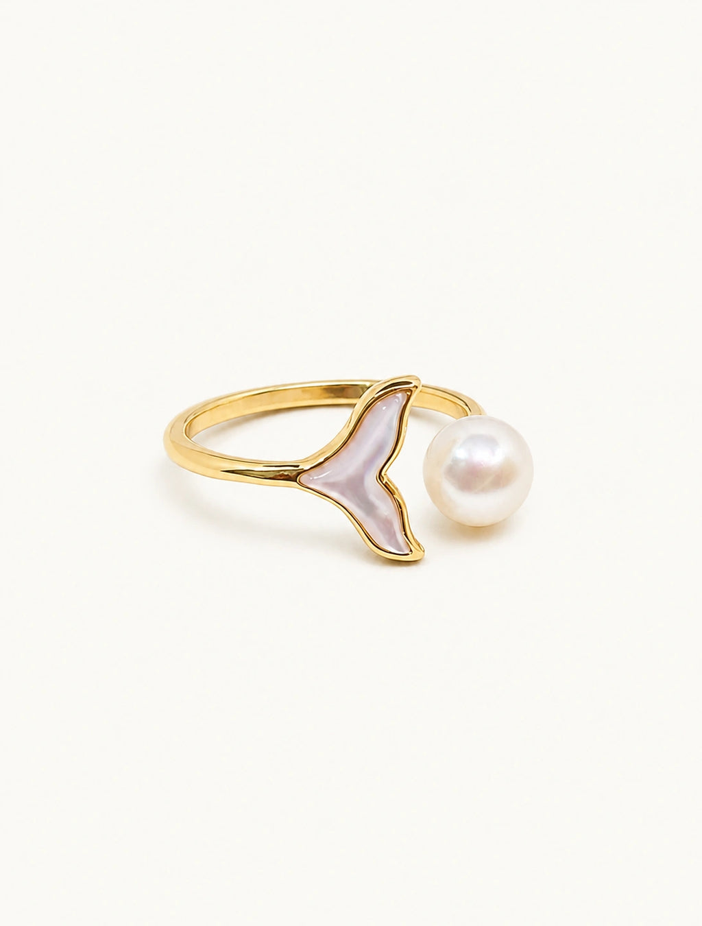 Mermaid pearl ring in gold white background main image