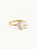 Mermaid pearl ring in gold white background main image