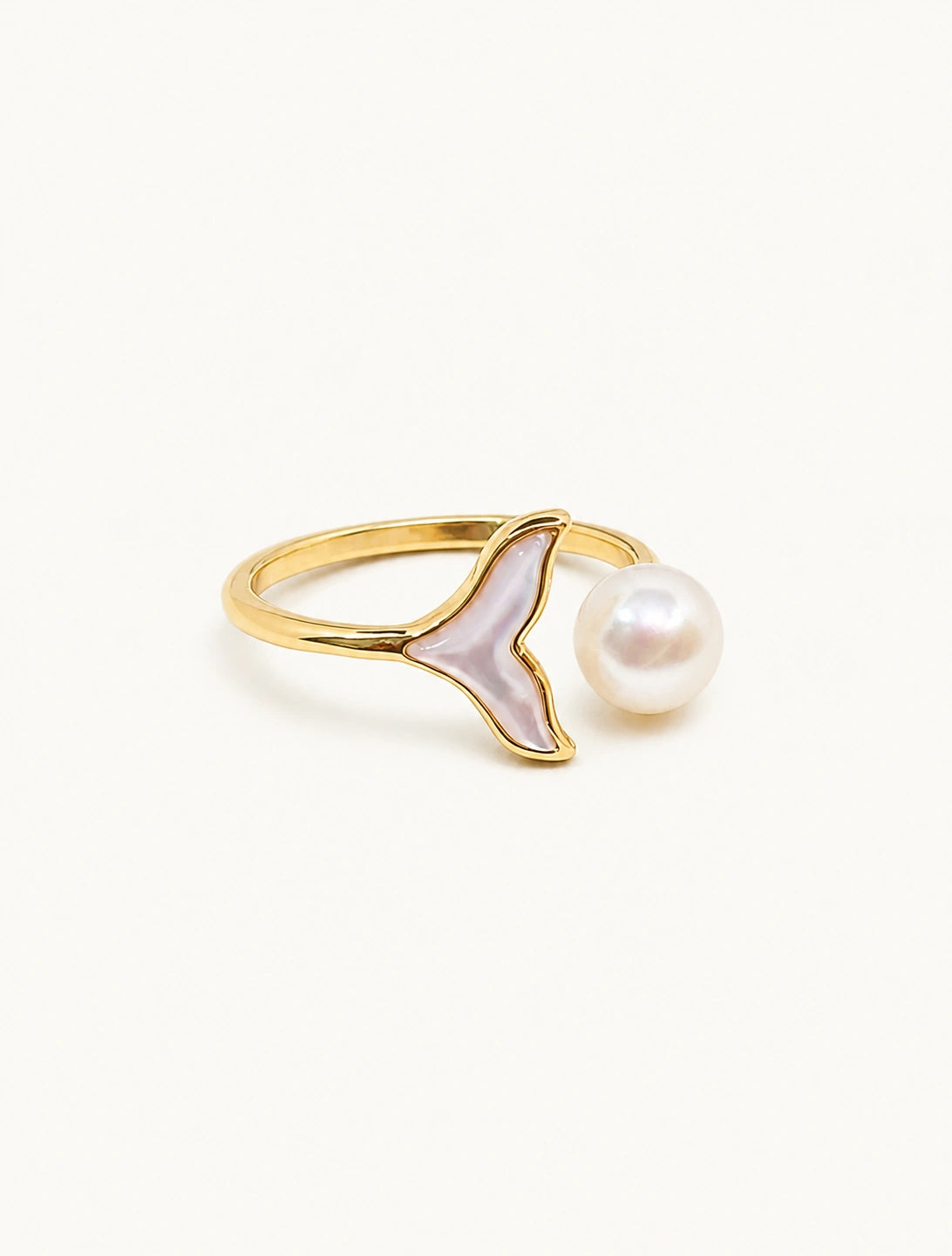 Mermaid pearl ring in gold white background main image