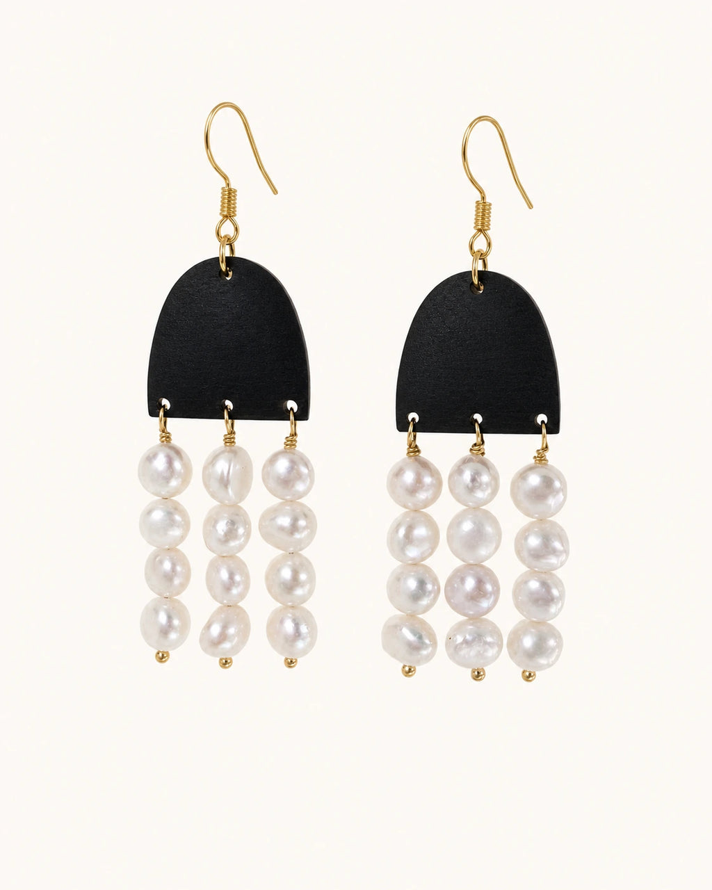 Vintage bohemian pearl tassel drop earrings white background main image