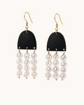Vintage bohemian pearl tassel drop earrings white background main image