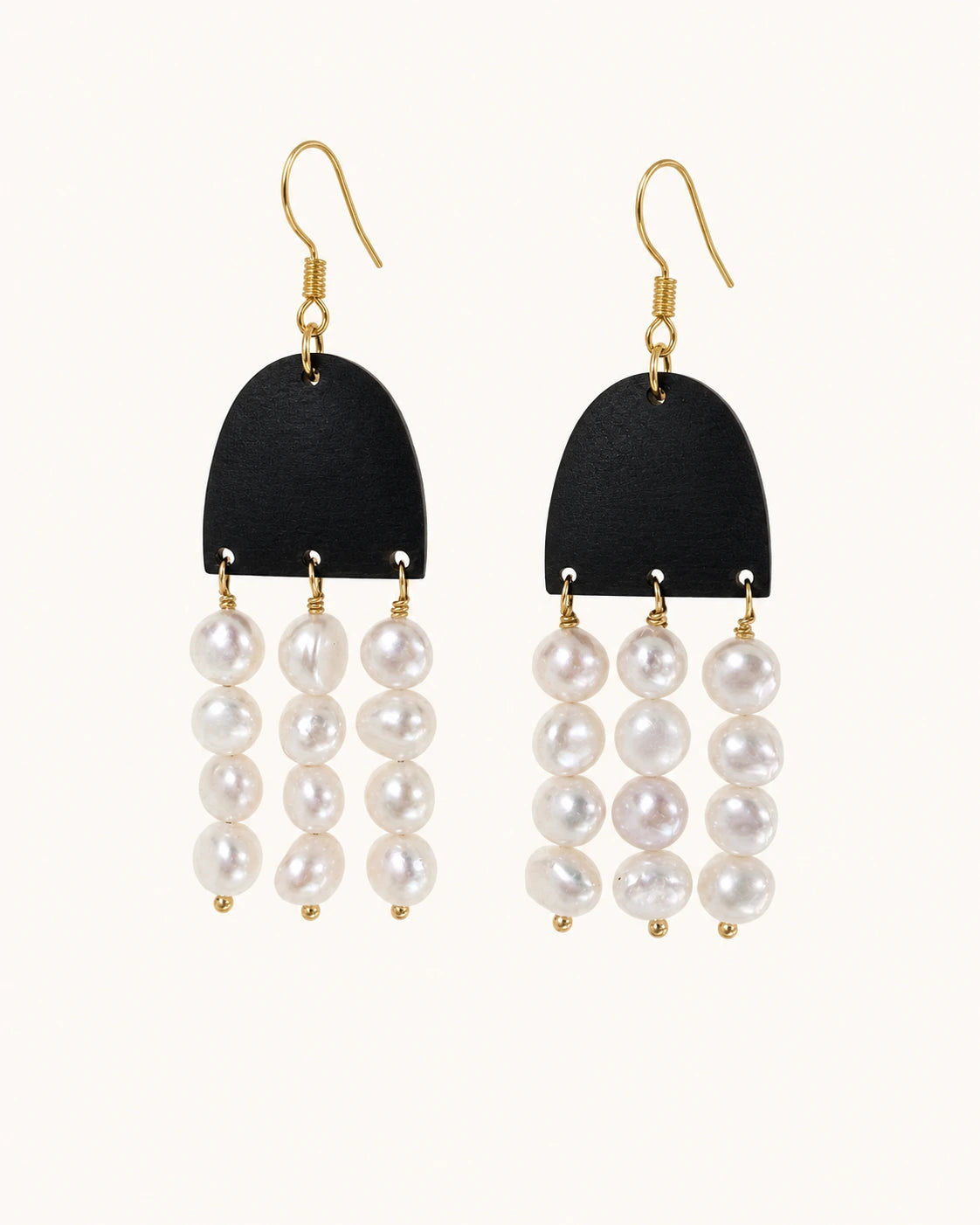 Vintage bohemian pearl tassel drop earrings white background main image