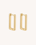 Geometric rectangular gold earrings white background main image