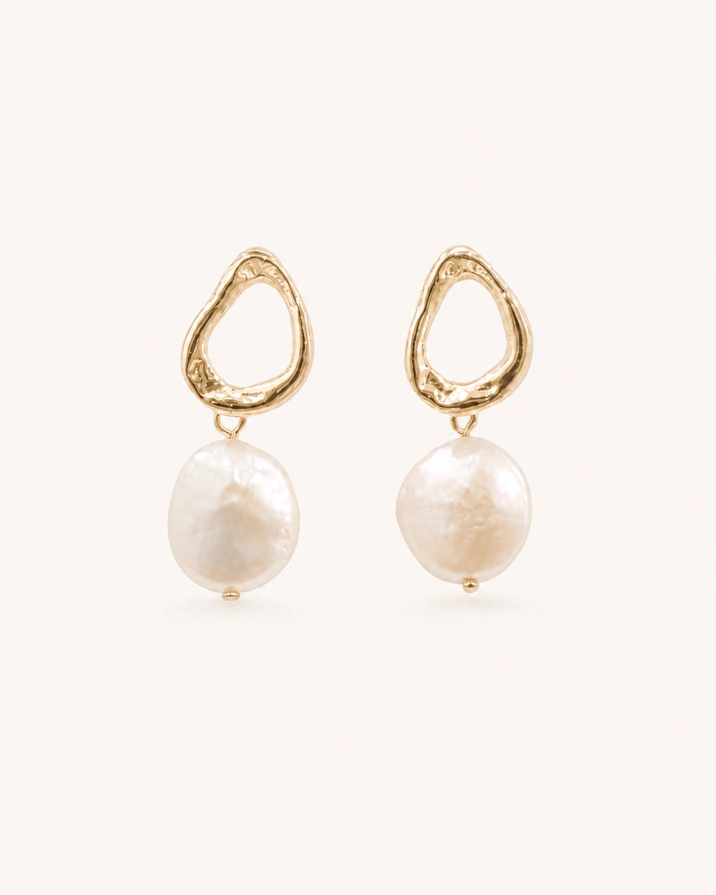 Baroque freshwater pearl drop earrings gold-tone white background main image