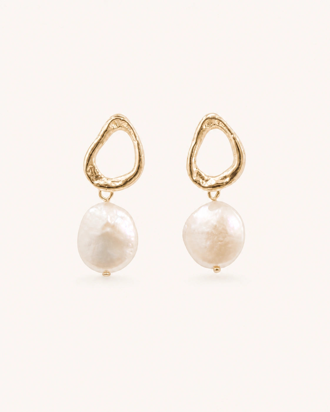 Baroque freshwater pearl drop earrings gold-tone white background main image