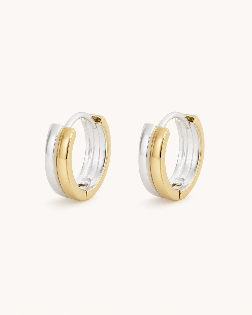 Two-tone hoop earrings white background main image