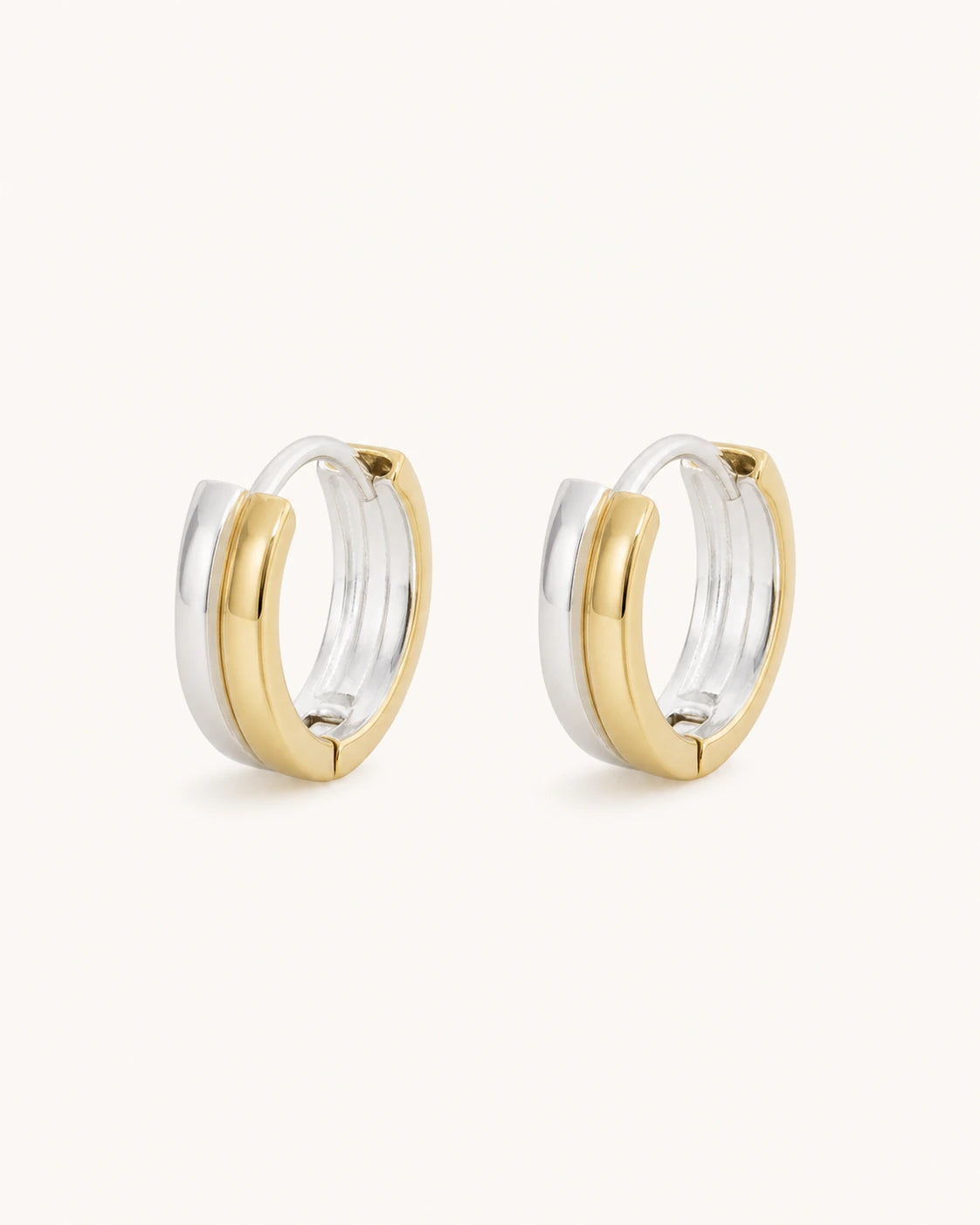 Two-tone hoop earrings white background main image
