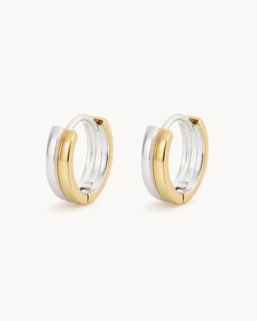 Two-tone hoop earrings white background main image