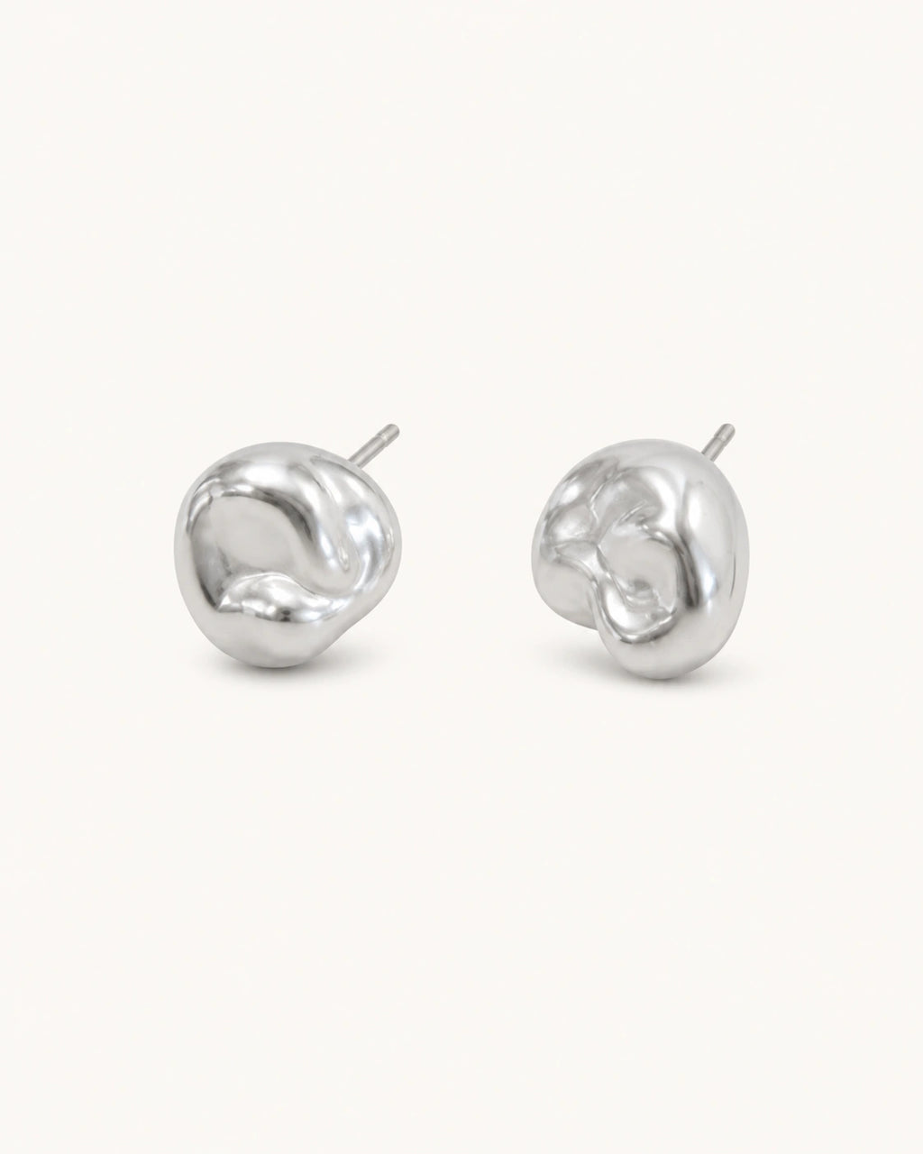 Blue baroque pearl stud earrings in silver main product image.