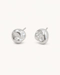 Blue baroque pearl stud earrings in silver main product image.