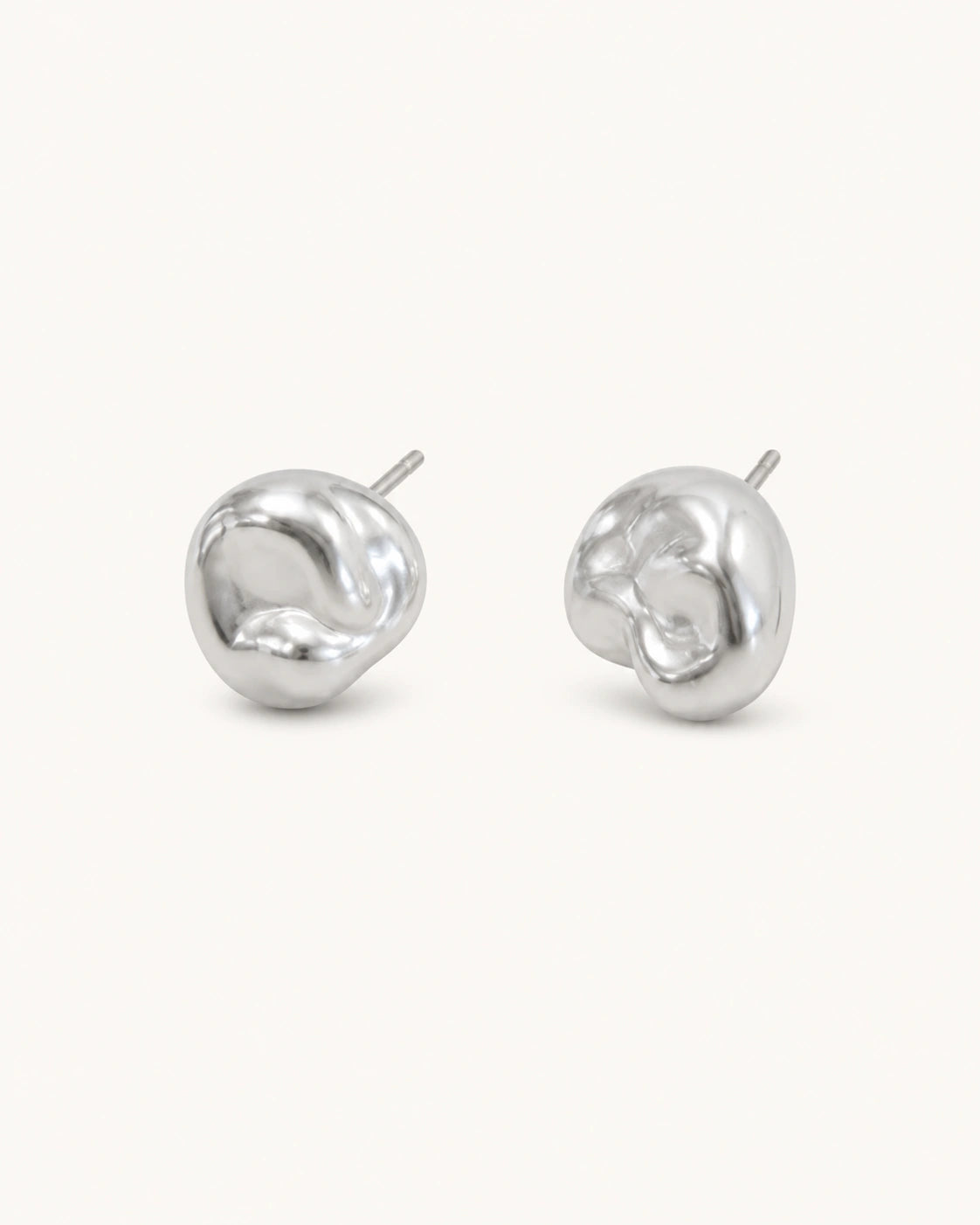 Blue baroque pearl stud earrings in silver main product image.