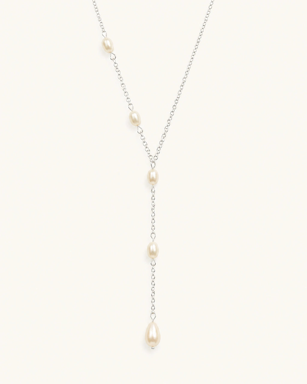 Freshwater pearl silver tassel necklace main image