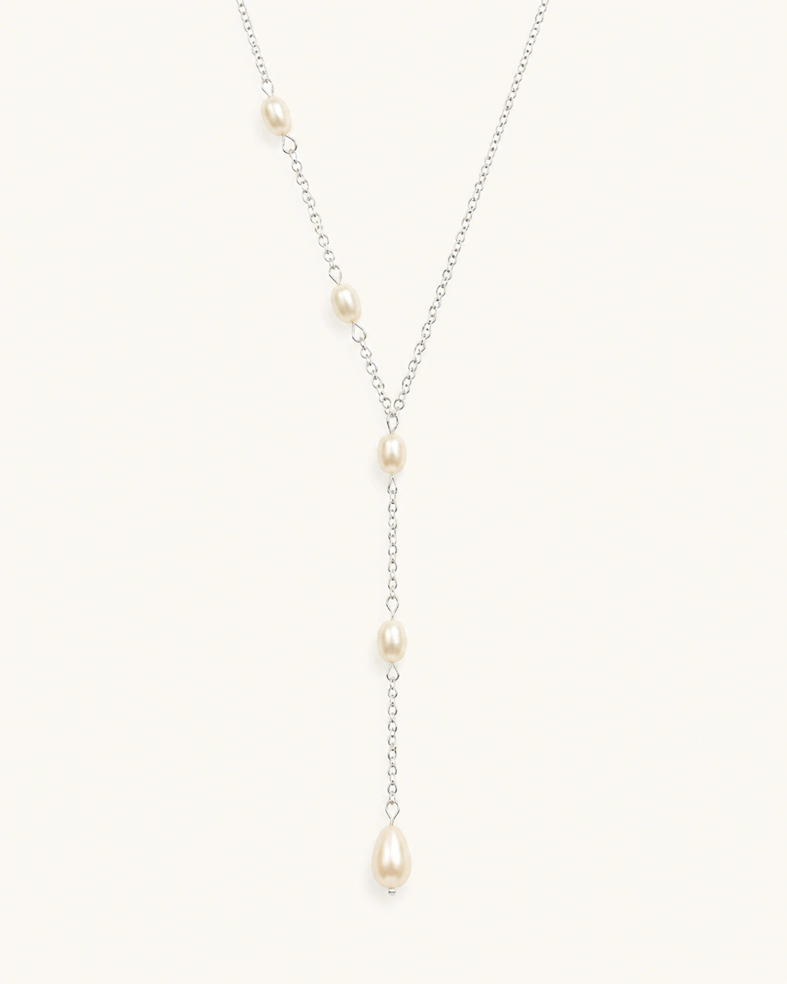 Freshwater pearl silver tassel necklace main image