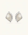 Square mother-of-pearl earrings in silver white background main image