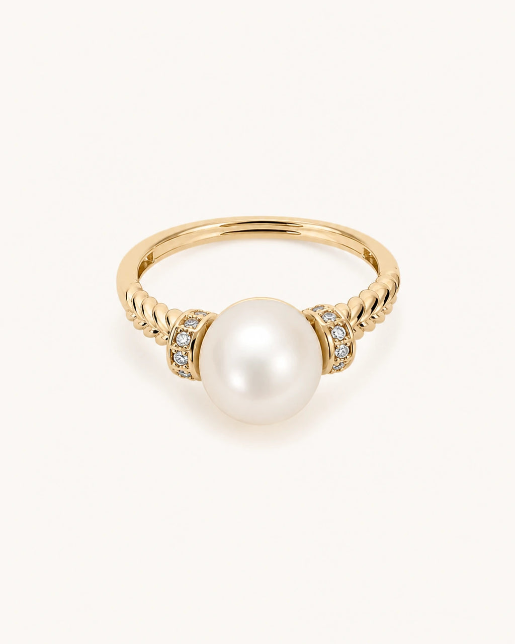 Adjustable freshwater pearl ring white background main image