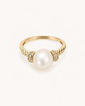 Adjustable freshwater pearl ring white background main image