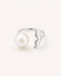 Mermaid pearl ring in silver white background main image