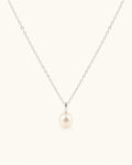 Freshwater pearl necklace 8.5mm in silver white background main image