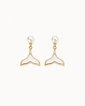 Light mermaid pearl drop earrings white background product image