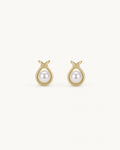 Pearl halo stud earrings in gold white background product image