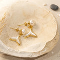 Mermaid Pearl Drop Earrings in Gold-plated brass with 925 sterling silver posts displayed in a product styling scene.